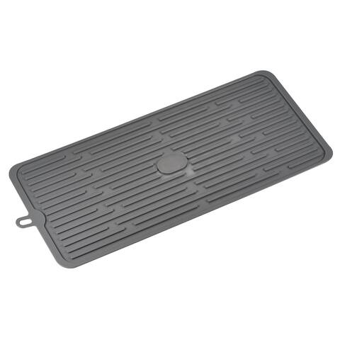 Silicone Dish Drying Mat, 18.5" x 8" Kitchen Countertop Drain Mat Deep Gray