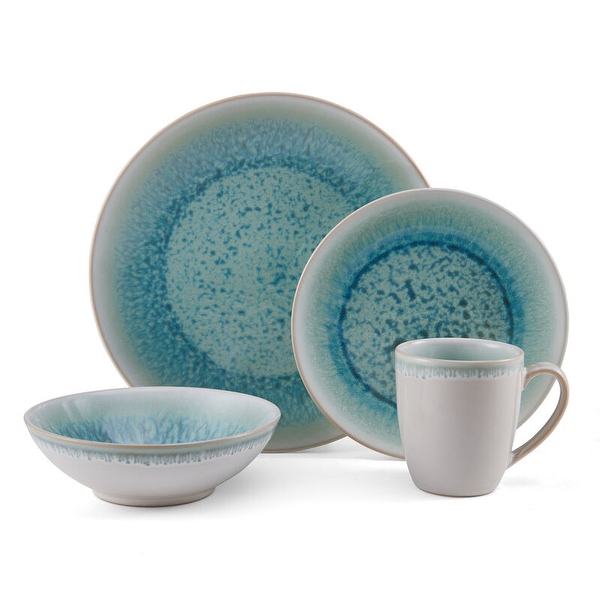 Mikasa Mira Turquoise 16PC Dinnerware Set Service for 4 On Sale