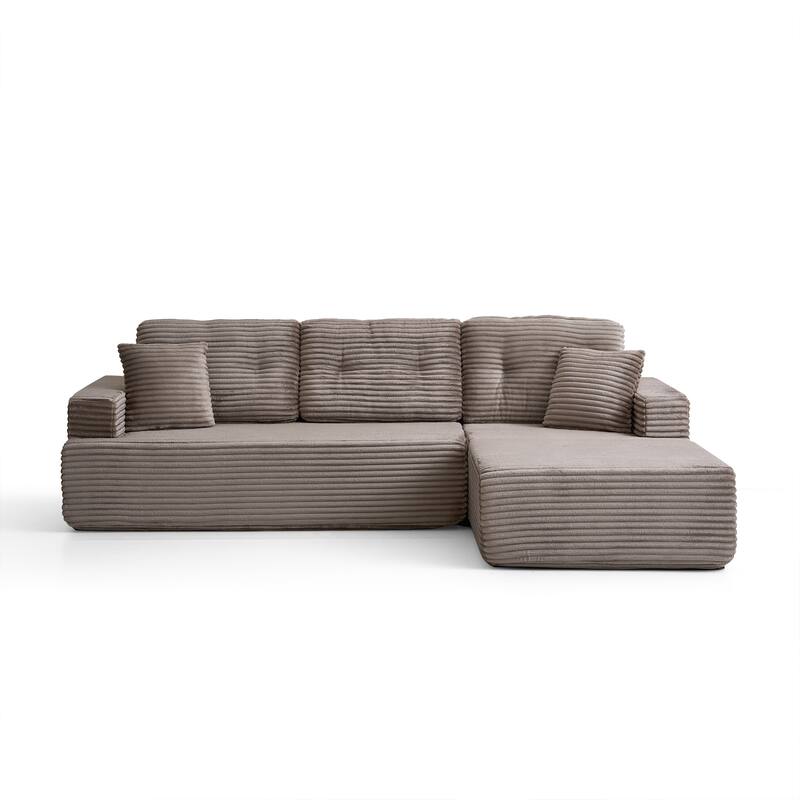 Corduroy Chaise Sectional Sofa Convertible Modular Sleeper Couch