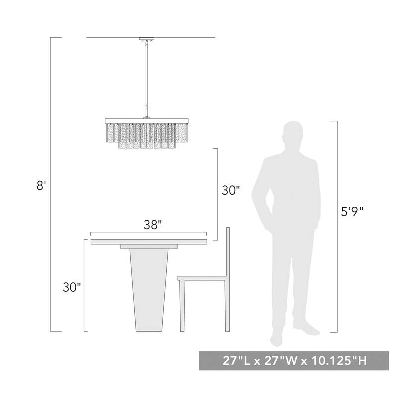 Ciara 27" Wide 9-Light Chandelier with Hammered Water Glass