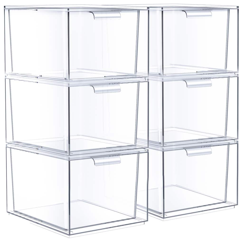 Makeup Organizer Drawers (6 Drawer Set) - Clear - 7.4in x 6in x 4.4in