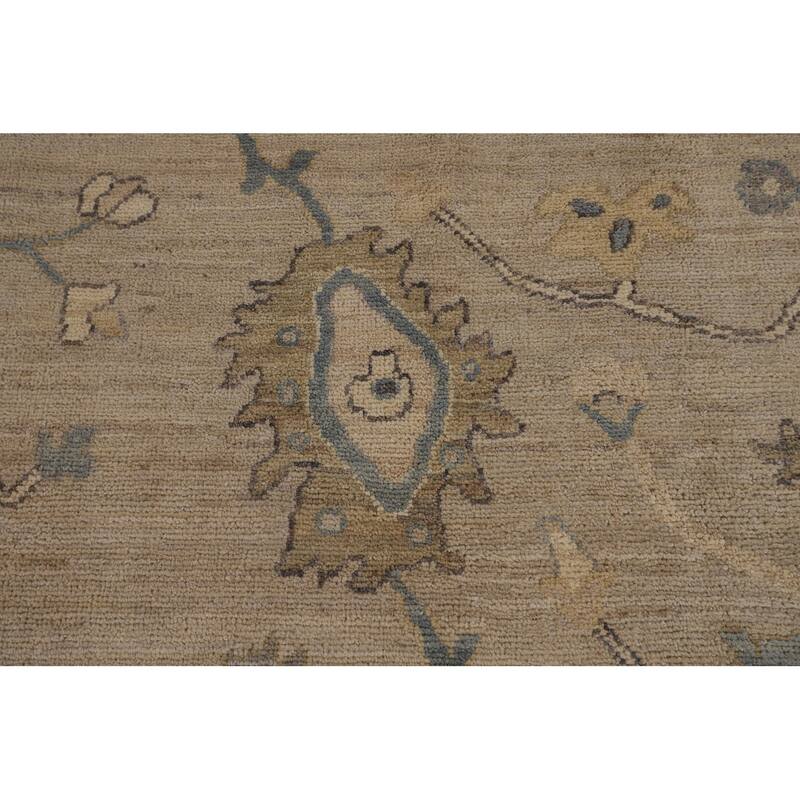 Oushak Turkish Area Rug Beige Hand-Knotted Wool Carpet - 8'1"x 10'1"