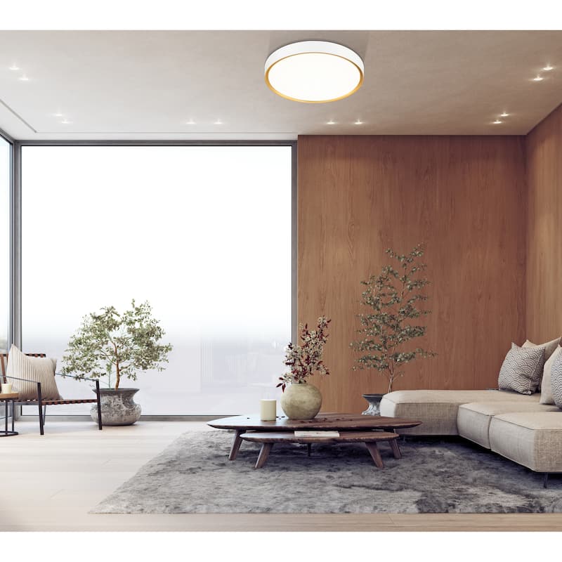 Kawan 1 Light Flush Mount in Matte White and Modern Gold.