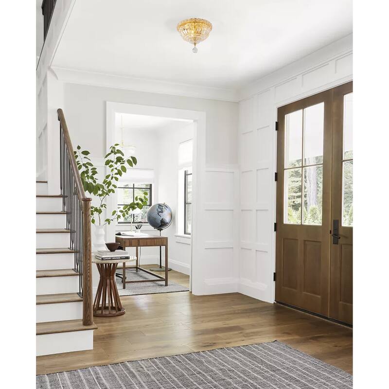 3 Light Gold Metal Flush Mount with Clear Crystal