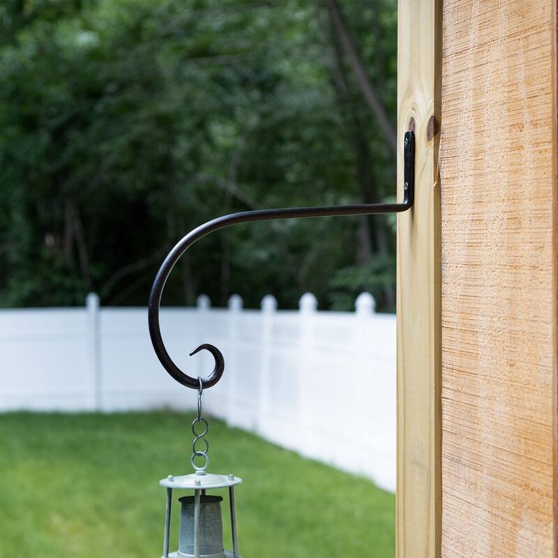 Achla Designs Set of 2 Outdoor Garden Downturned Hanger Hooks, 10 Inch Long, Black Powder Coat Finish