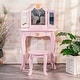 preview thumbnail 1 of 12, Pretend Play Kids Vanity Set with Mirror and Stool Pink
