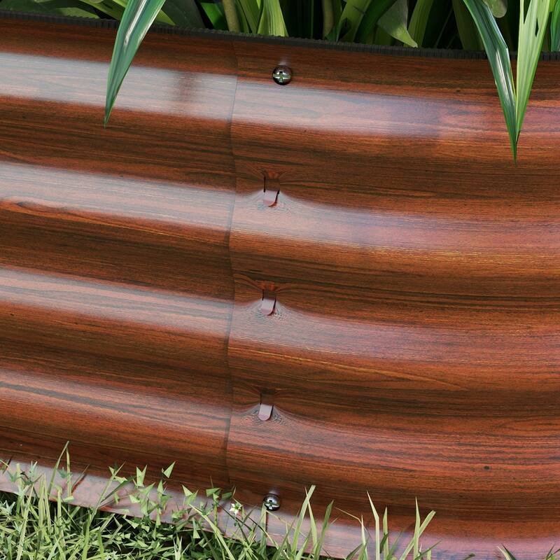 Modern Minimalist Garden Bed with Safety Edging, Easy DIY Stock Tank, for Growing Flowers Herbs Vegetables, Brown - 8' x 10'