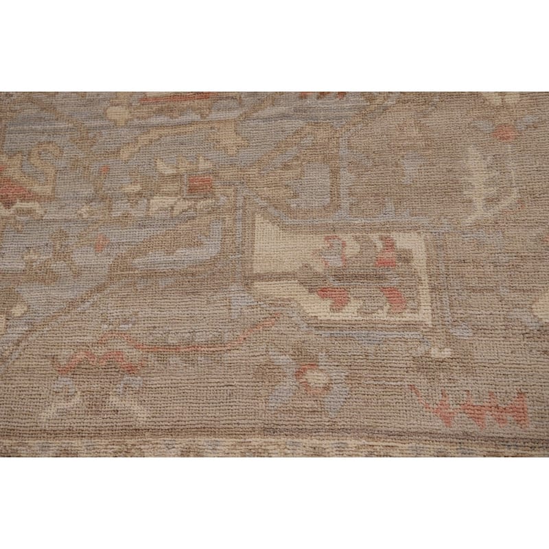 Vegetable Dye Oushak Area Rug Handmade Grey Wool Carpet - 8'4" x 9'10"