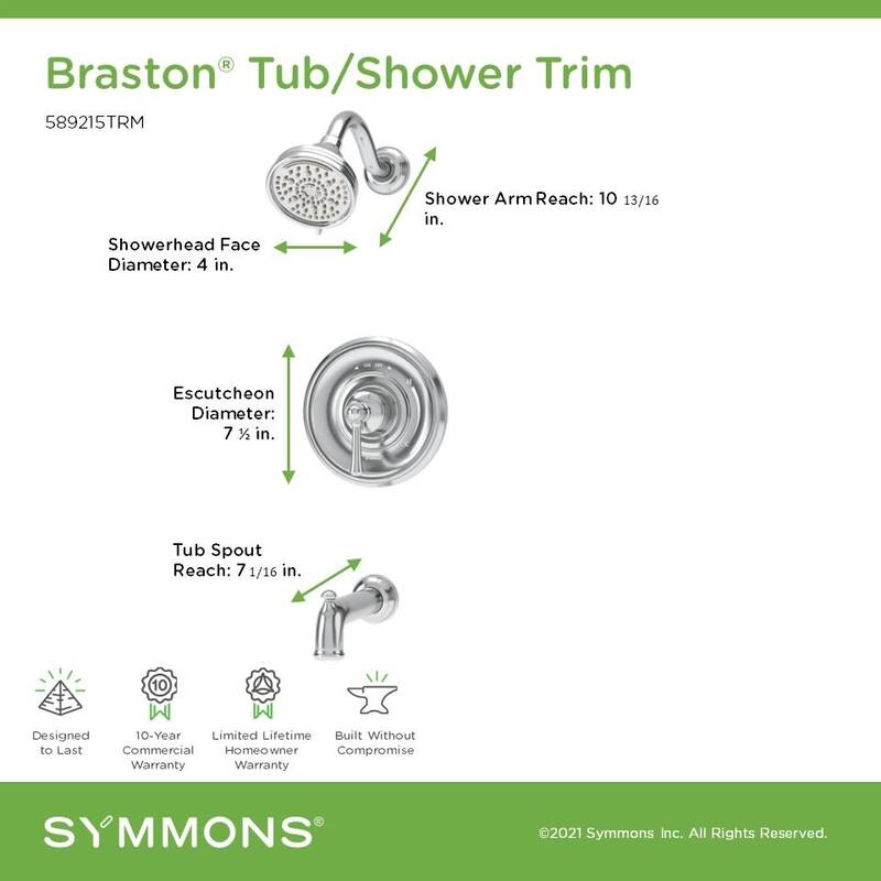 Symmons 589215TRM Braston Tub and Shower Trim Package with 1.5 GPM