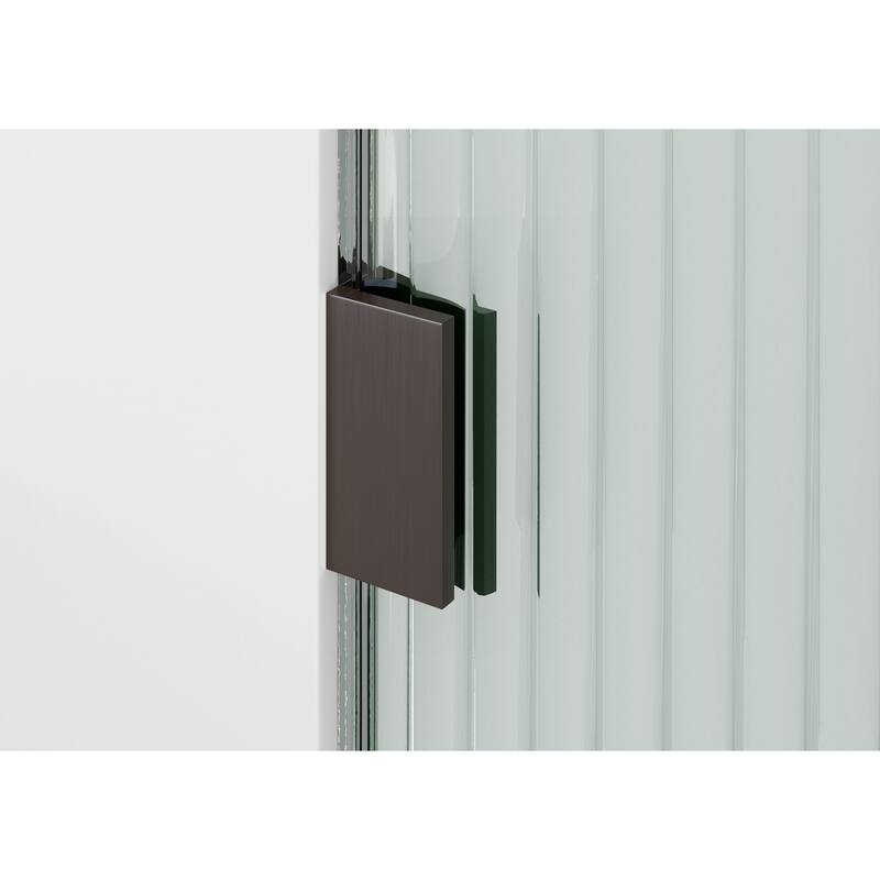 Glass Warehouse 36" x 78" Frameless Shower Door - Single Fixed Panel Fluted Frosted Radius