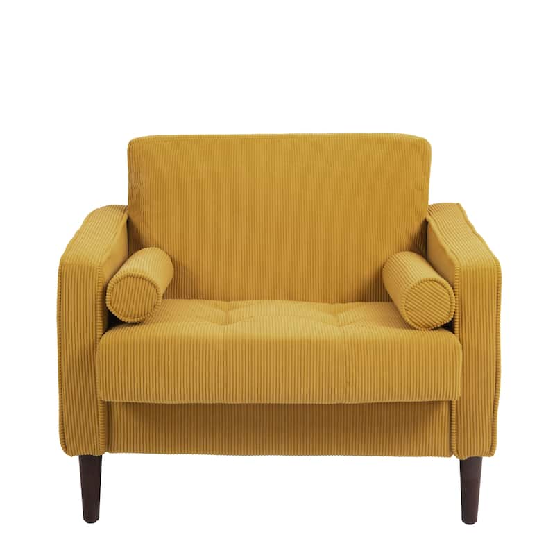 Evalina 34" W Modern Upholstered Corduroy Square Tufted Club Chair