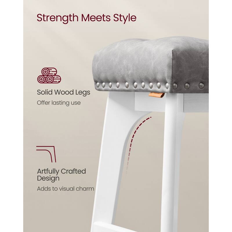 Set of 2 Counter Height Bar Stools Modern Kitchen Barstools with Backrest Perfect for Island or Counter - 12.6"D x 17.3"W x 26"H