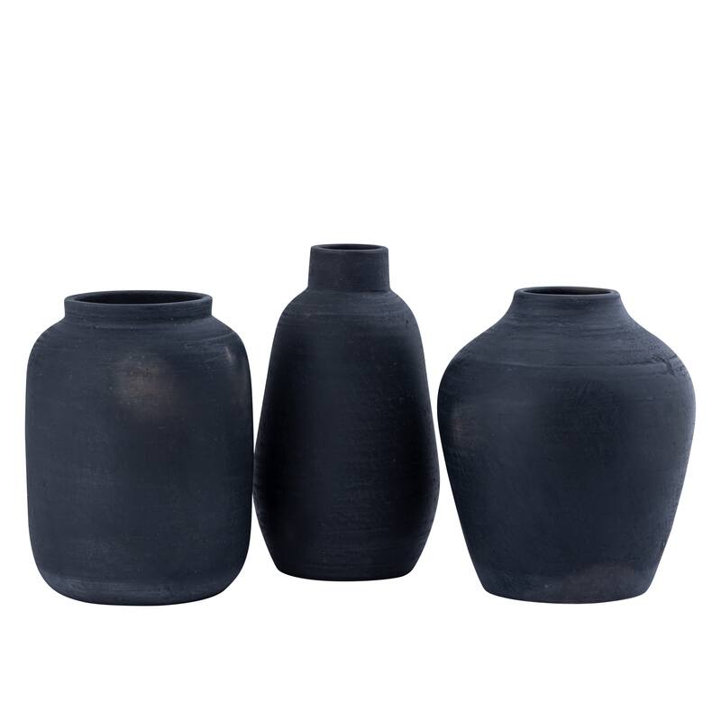 Black Terracota Bottle Vase - Black
