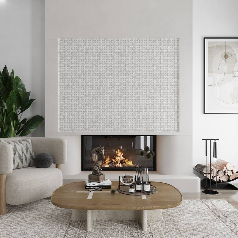 Apollo tile 12 x 12 Heritage Polished White Bianco Carrara, Eastern Beige Marble Tile (5 sq ft/case) - 5 Pack