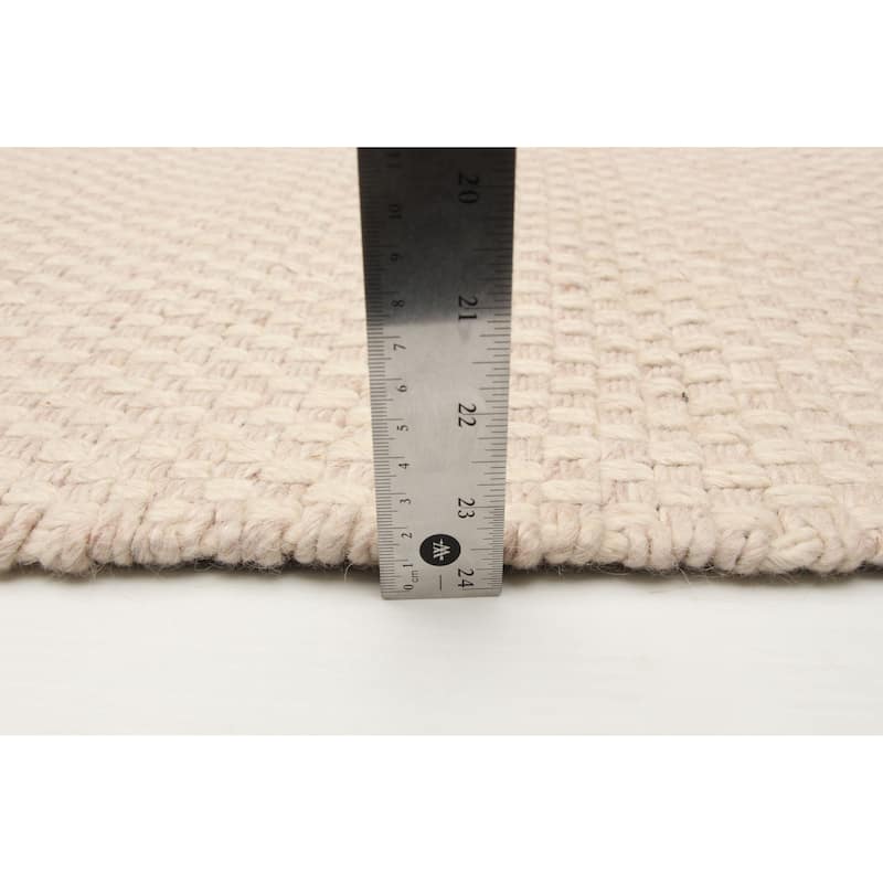 ECARPETGALLERY Braid weave Sienna Beige Wool Rug - 5'0 x 7'11