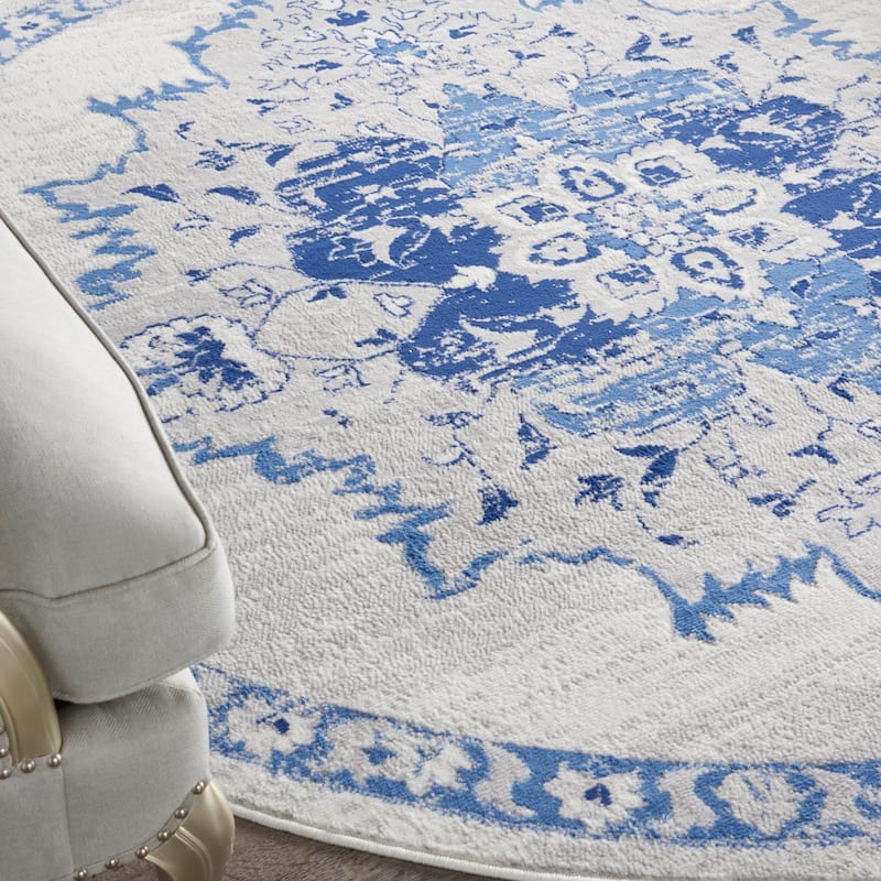 Nourison Whimsicle Persian Medallion Ivory Blue Area Rug