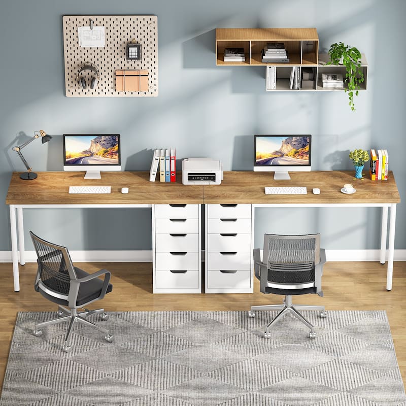 47-inche Computer Desk Study Writing Table with 5 Drawers for Home Office