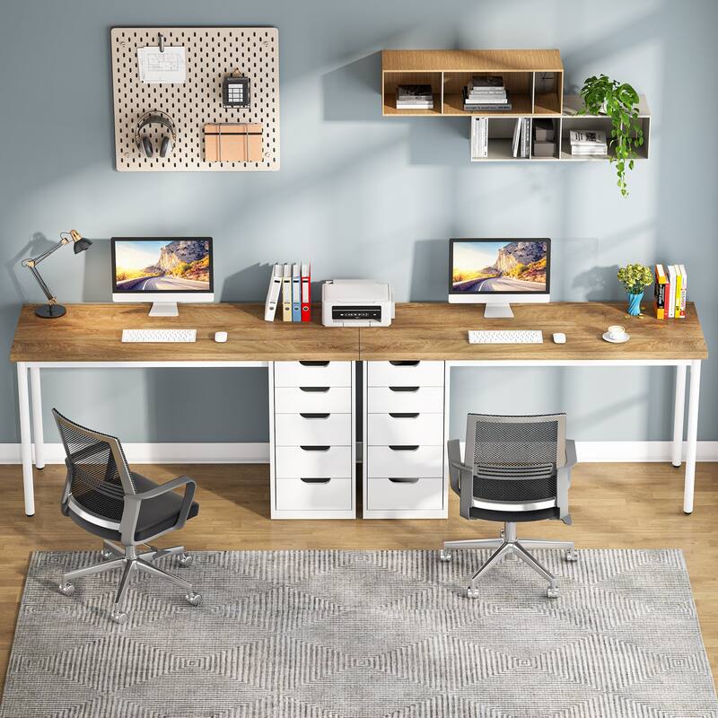 PC/Computer Desk with 5 Reversible Drawers, Home Office Desk with Storage, Laptop Desk Study Writing Table Workstation