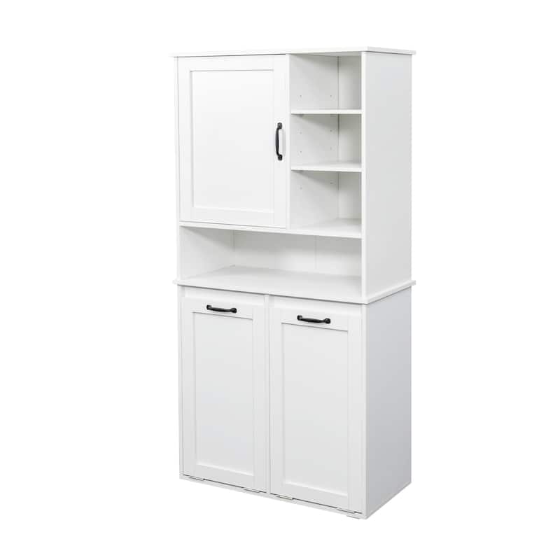 GDFStudio - 63" Freestanding Laundry Storage Cabinet with Tilt-Out Hampers, 4 Layer Open & Adjustable Shelving - Open shelf