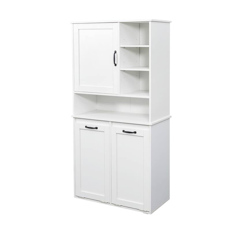 Roomfitters Laundry Cabinet with Doors and Tilt-Out Hampers, Adjustable Shelves and Multiple Storage Compartments, White