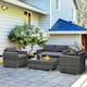 Outsunny 4-Piece Patio Furniture Set with Back Support, Thickly Cushioned PE Rattan Patio Furniture Set
