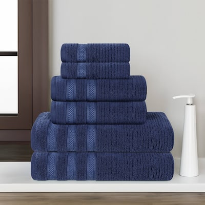 Superior Brea Zero Twist Cotton Ribbed Modern 6 Piece Bathroom Towel Set