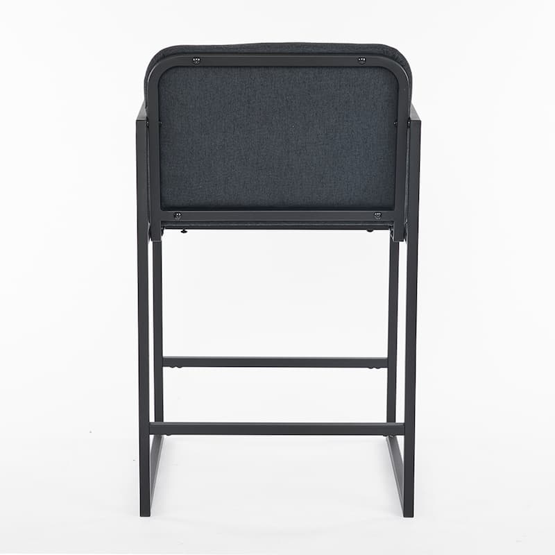 Set of 2 Dark Grey Fabric Dining Chair with Armrests and Metal Frame for Kitchen Island or Dining Room