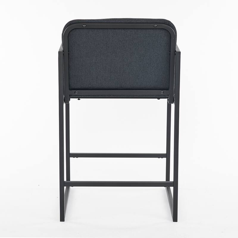 Upholstered Counter Height Bar Stool Set of 2, Armchair with Metal Frame