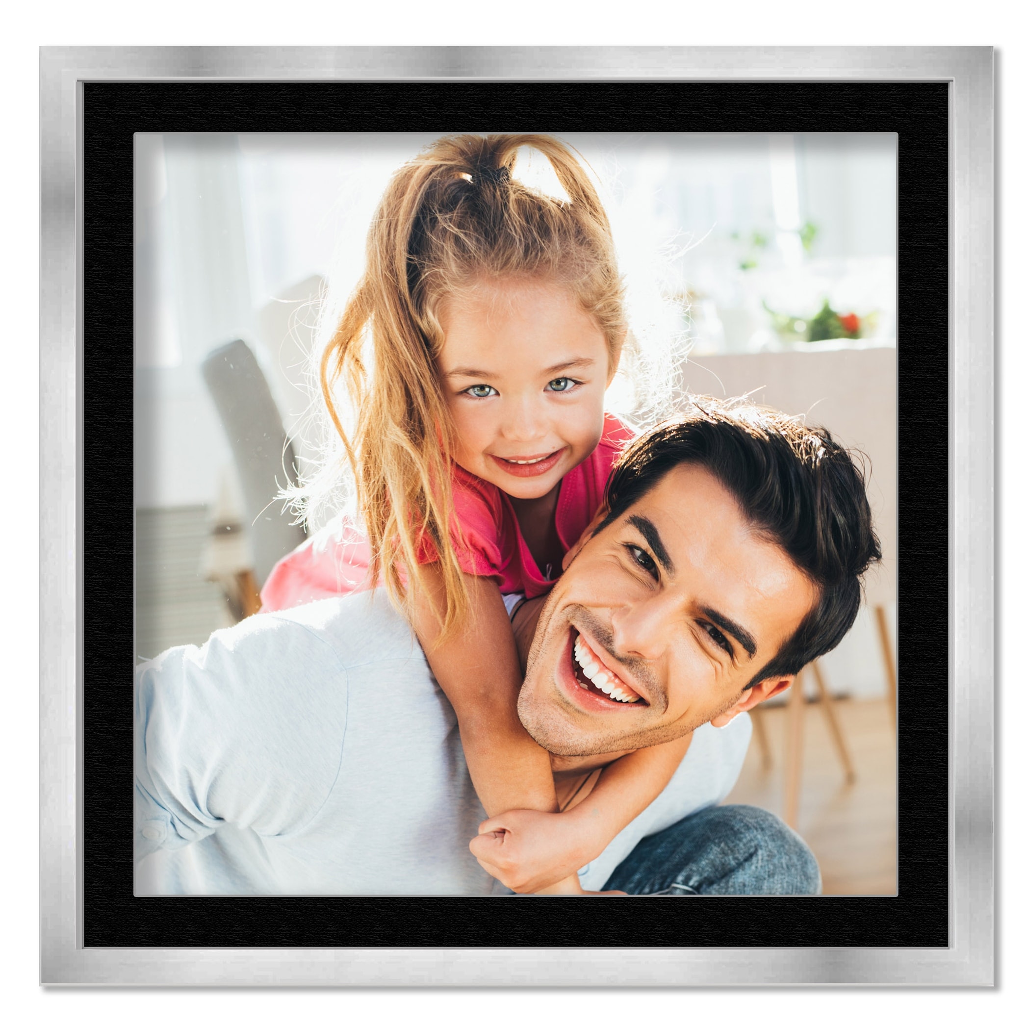 20x20 Frame with Mat - Silver 22X22 Frame Wood Made to Display Print or Poster Measuring 20 x 20 Inches with Black Photo Mat
