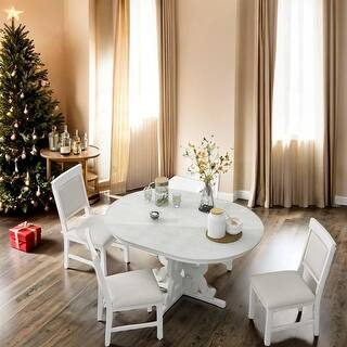 5-Piece Retro Functional Dining Set, 1 Extendable Table with a 16-inch ...