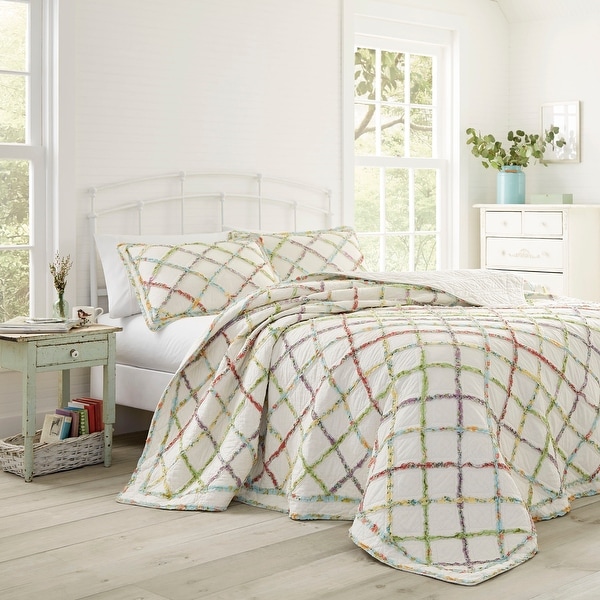 Laura Ashley Ruffle Garden Multicolor Cotton Quilt On Sale Bed