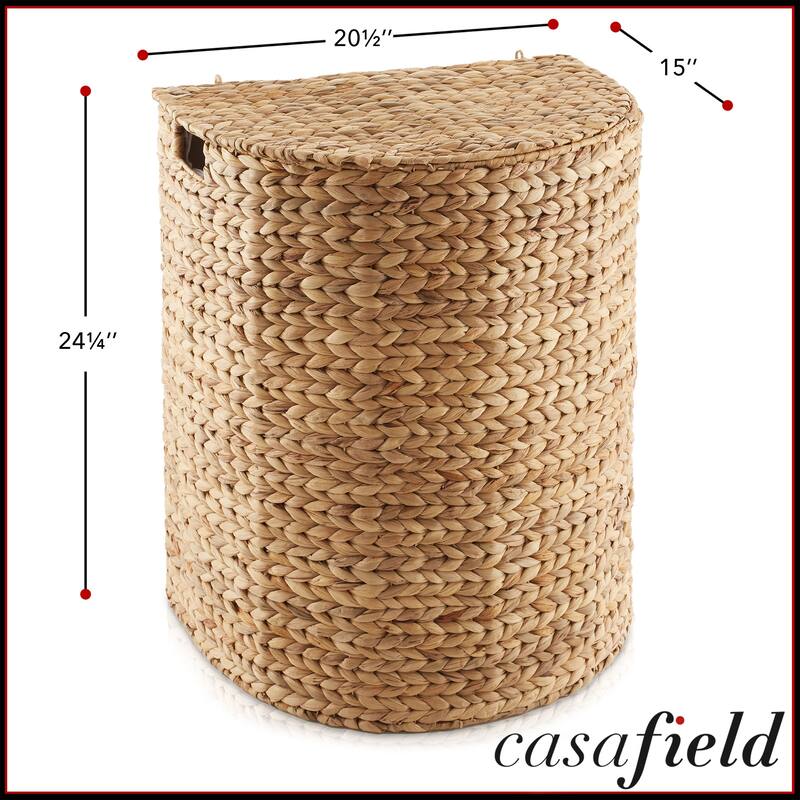Half Moon Laundry Hamper Basket w Lid and Removable Liner for Clothes