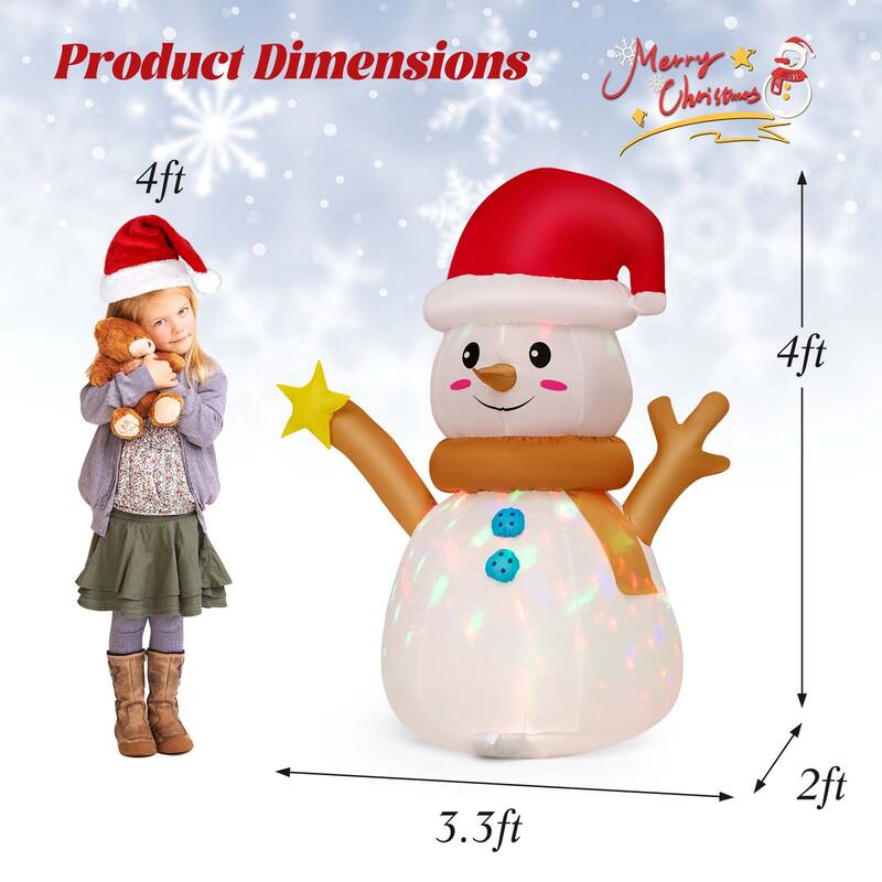 Costway 4 FT Inflatable Christmas Snowman Blow-up Decoration with 360° - See Details