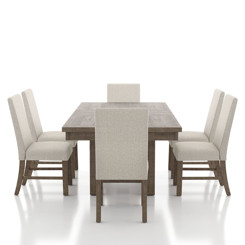 Furniture of America Jusk Rustic Grey Wood 7-Piece Dining Table Set