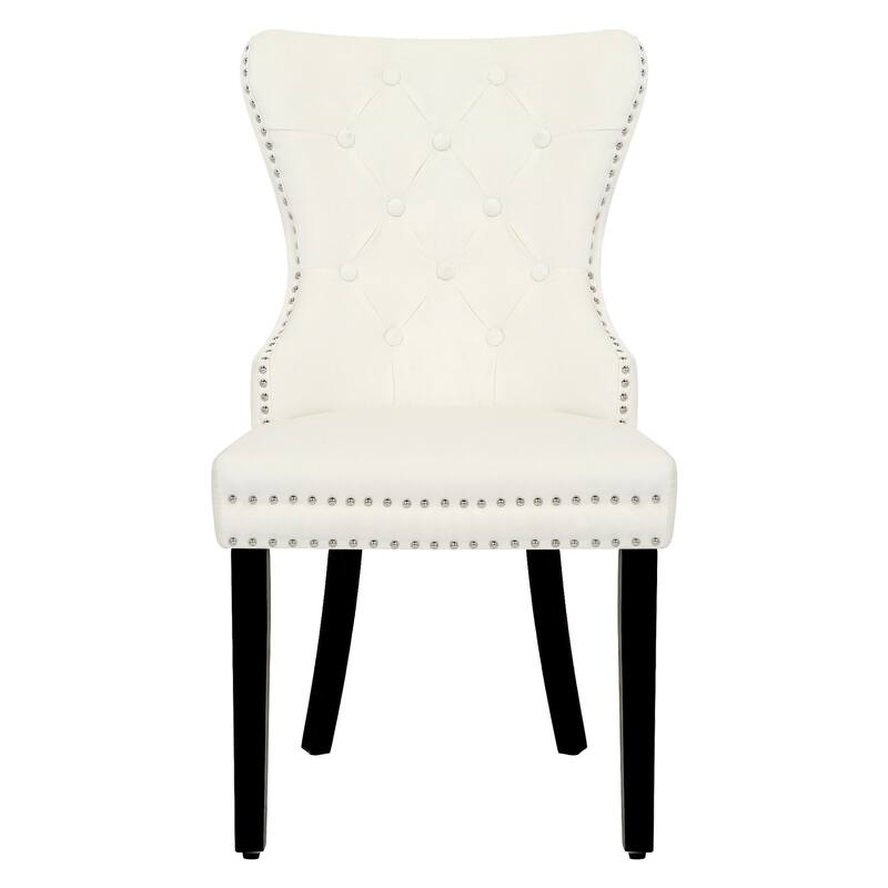 Grandview Tufted Wingback Dining Chair (Set of 4) with Nailhead and Ring Pulls