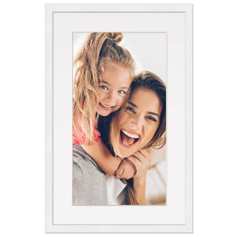 6x9 Frame with Mat - White 8x11 Frame Wood Made to Display Print or Poster Measuring 6 x 9 Inches with White Photo Mat