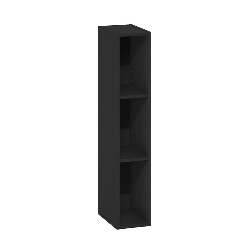 Furinno Fulda 3-Tier Space Saving Storage Shelf Bookcase, 6-Inch Width - Blackwood