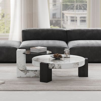 Set of 2 Round Nesting Coffee Table Set