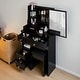 preview thumbnail 10 of 12, Small Vanity Desk with Sliding Mirror and Stool, Compact Makeup Table with Drawer and Storage for Small Spaces