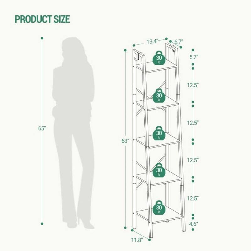 Ladder Shelf - 13.4"D x 11.8"W x 63"H