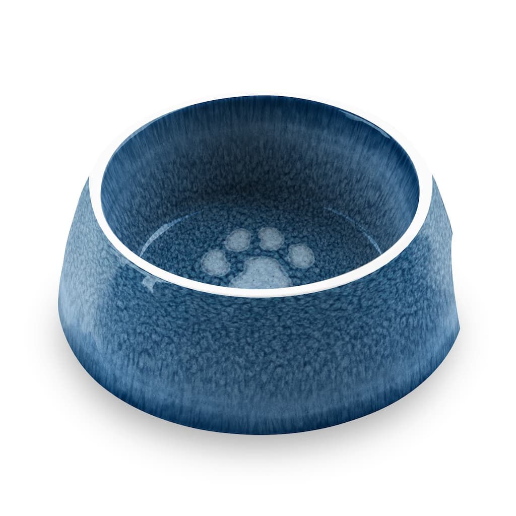 Abode Homewares Indigo Impressions Paw Melamine Pet Bowl - Indigo - Set of 2
