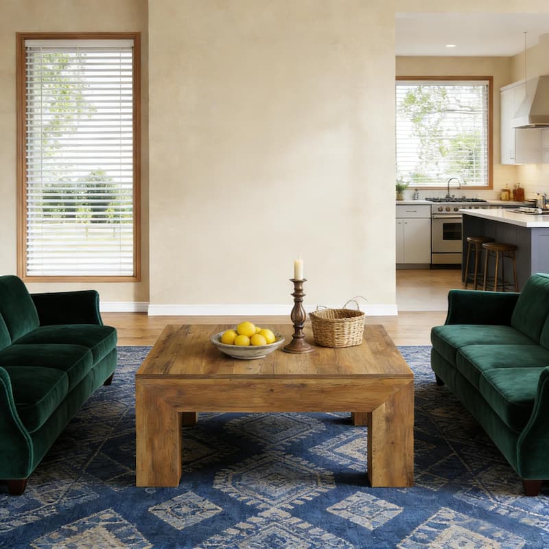 Square Coffee Table with Storage, Wood Dining Table Cocktail Table, Large Center Table for Living Room