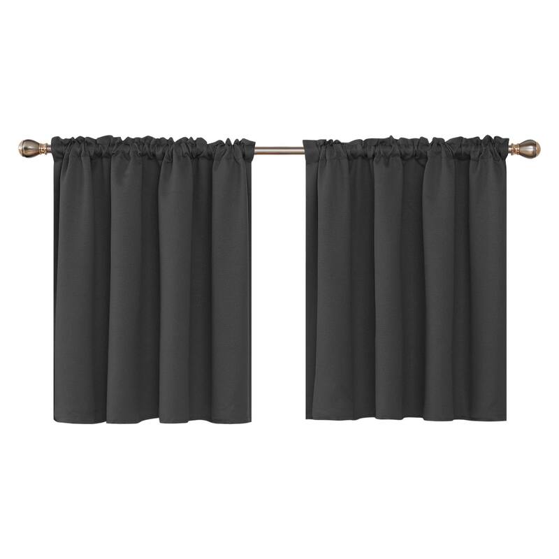 Rod Pocket Solid Window Valance for Kitchen (2 Panels)