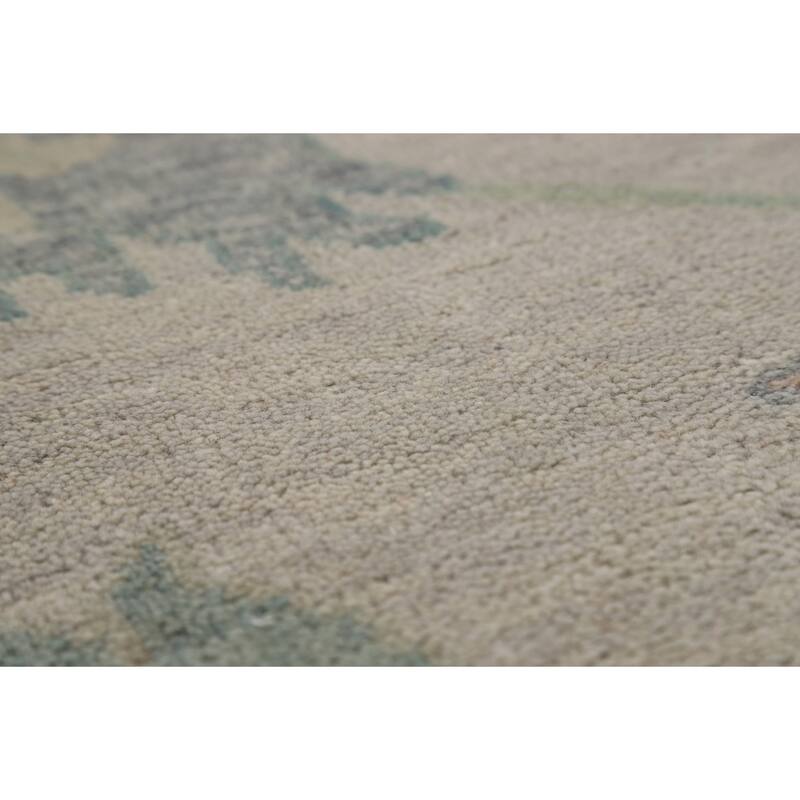 Gray Transitional Oushak Indian Area Rug Hand-Knotted Wool Carpet - 9'0"x 11'10"