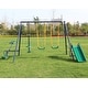 preview thumbnail 2 of 7, Roomfitters Metal Swing Set with Slide, Sturdy Outdoor Playground Equipment for Backyard Entertainment, Blue