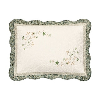 Harper Green Floral Embroidered Pillow Sham