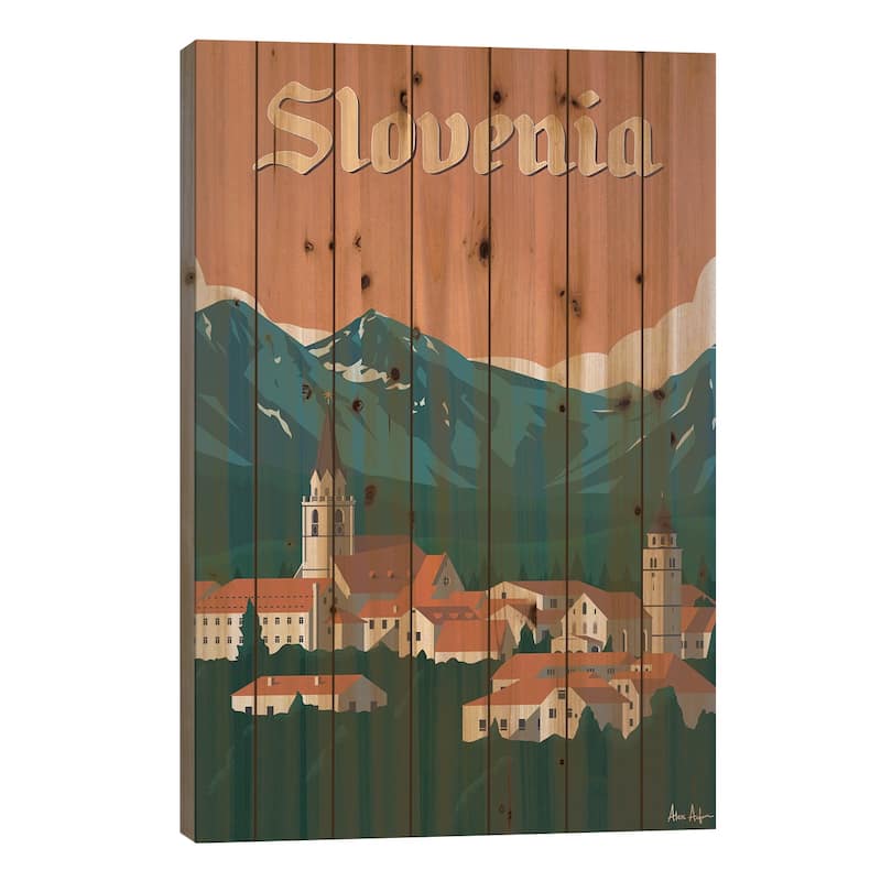 Slovenia Print On Wood by IdeaStorm Studios - Multi-Color - 26x18x1.5