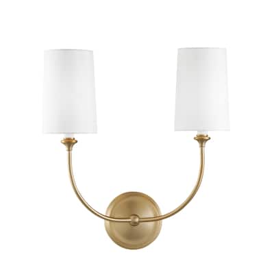 Libby Langdon for Crystorama Sylvan 2-light Vibrant Gold Wall Sconce - 15.5'' W x 15.87'' H x 7'' D