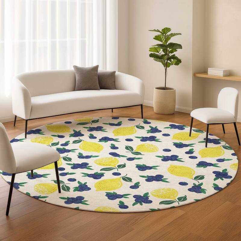 Machine Washable Indoor/ Outdoor Citrus Berry Chantille Rug