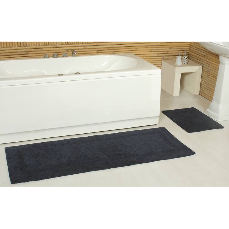 Fabstyles Basix Soft & Absorbent Reversible Cotton Bath Rug - 20 x 32 - Navy
